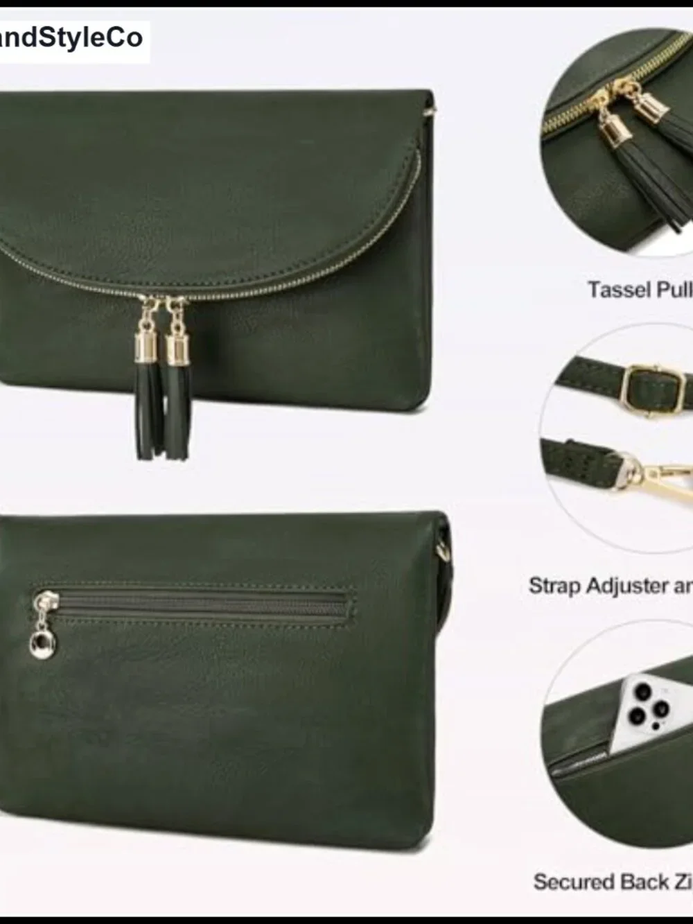 Faux Leather Multi-Compartment Envelope Clutch Crossbody Bag